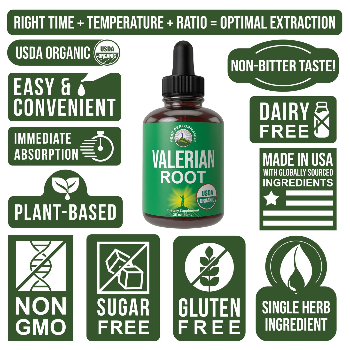 USDA Organic Valerian Root Liquid Drops Supplement. Vegan Extract Tincture for Relaxation, Sleep, Calm. Great Alternative to Valerian Capsules. Zero Sugar, Gluten Free Supplements for Women and Men Peak PerformanceBuy Supplements Australia