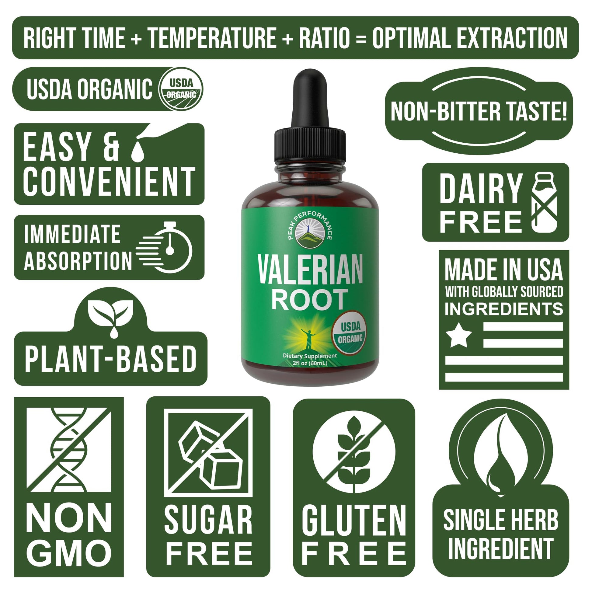USDA Organic Valerian Root Liquid Drops Supplement. Vegan Extract Tincture for Relaxation, Sleep, Calm. Great Alternative to Valerian Capsules. Zero Sugar, Gluten Free Supplements for Women and Men Peak PerformanceBuy Supplements Australia