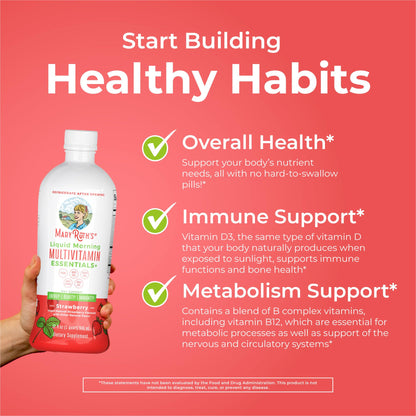 MaryRuth's Liquid Morning Multivitamin Essentials+ | Vitamin A C D E B6 B12 K2 Biotin Zinc | Mens Womens Multivitamin | Immune Support | Beauty | Sugar Free | Vitamins for Ages 1+ | Vegan | 32 Fl Oz MARYRUTH'SBuy Supplements Australia