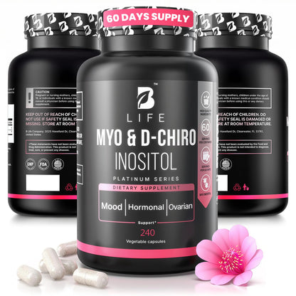 B Life Company Myo-Inositol & D-Chiro Inositol 40:1 for Women | I Inositol Supplement for Women | Hormone Balance, Fertility & Cycle | Vitamin B8, Insulin & Flo Ovarian Support | 240 Caps B Life CompanyBuy Supplements Australia