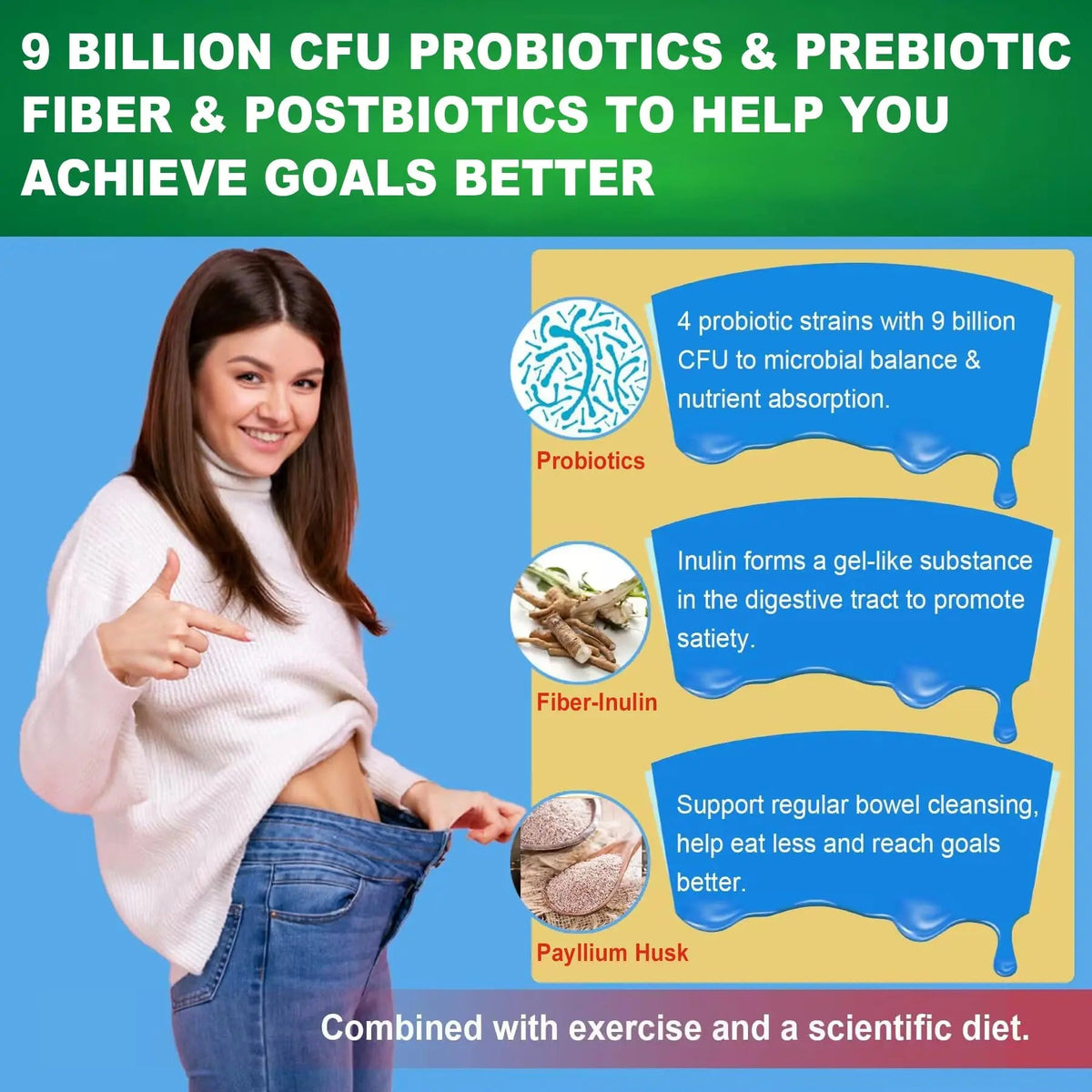 Butyrate Gummies with Probiotic + Prebiotic + Postbiotic, Omega-3 500mg,Fiber with 9 Billion CFU Probiotics, Calcium & Magnesium, Inulin,Psyllium Husk for Digestive Health,Bloating Support,Sugar Free NextdiaBuy Supplements Australia