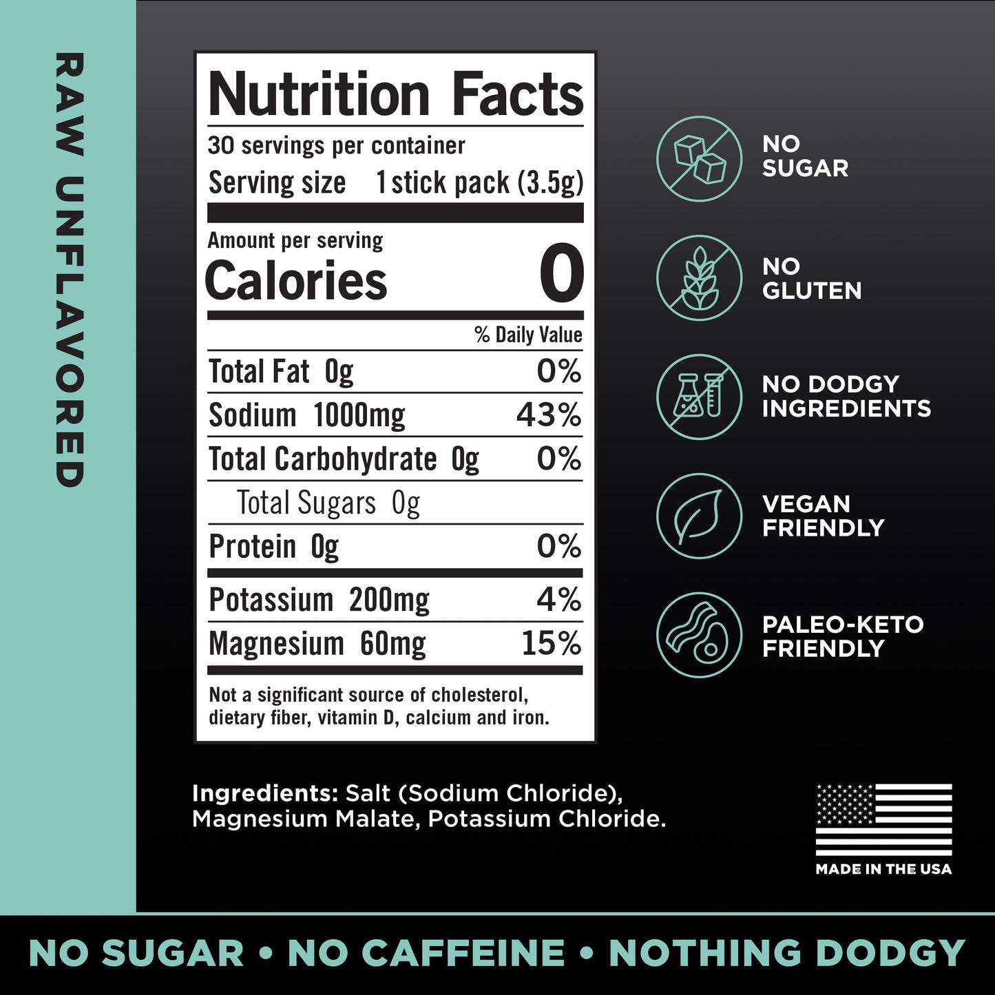 LMNT Zero Sugar Electrolytes - Raw Unflavored Salt | Drink Mix | 30-Count Drink LMNTBuy Supplements Australia