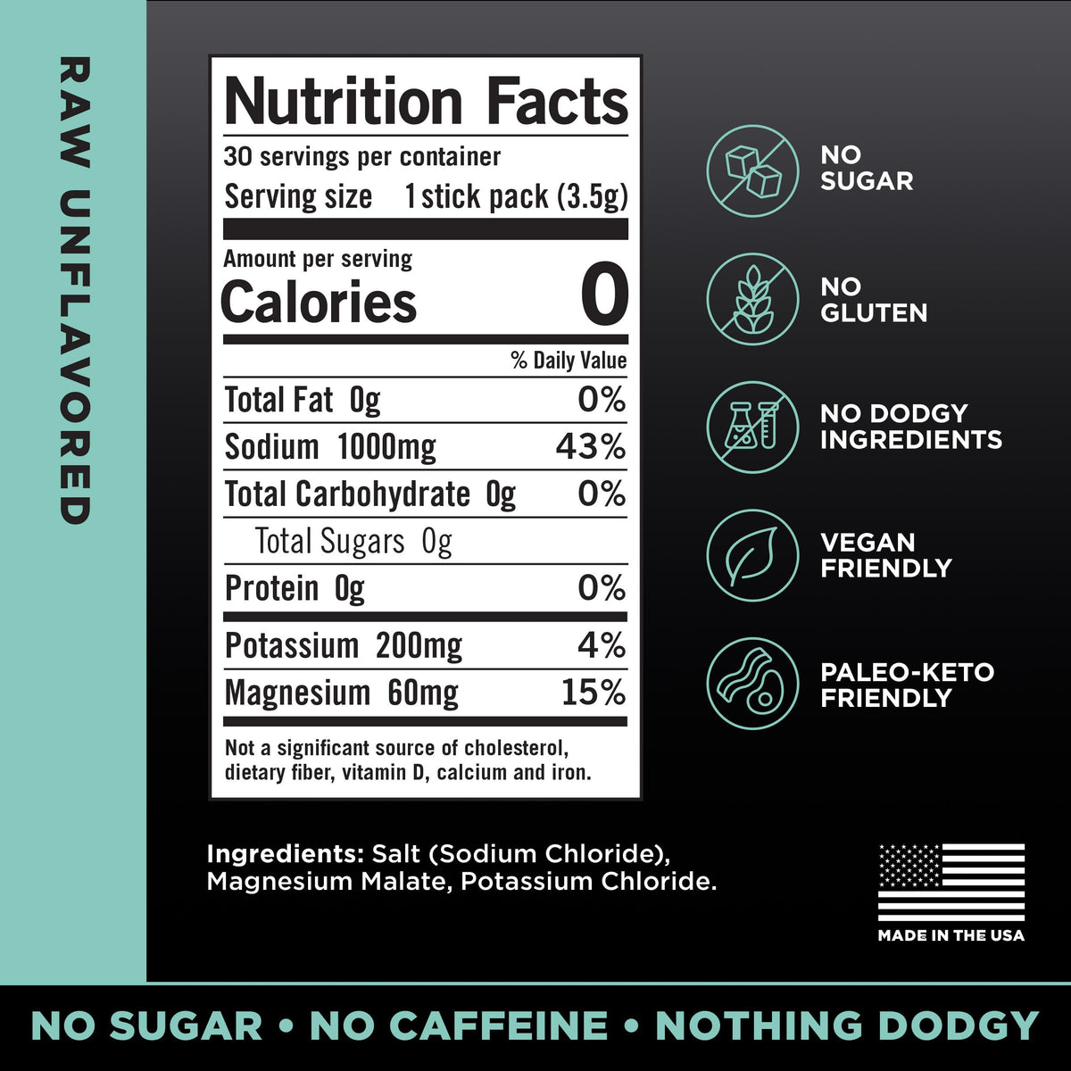 LMNT Zero Sugar Electrolytes - Raw Unflavored Salt | Drink Mix | 30-Count Drink LMNTBuy Supplements Australia
