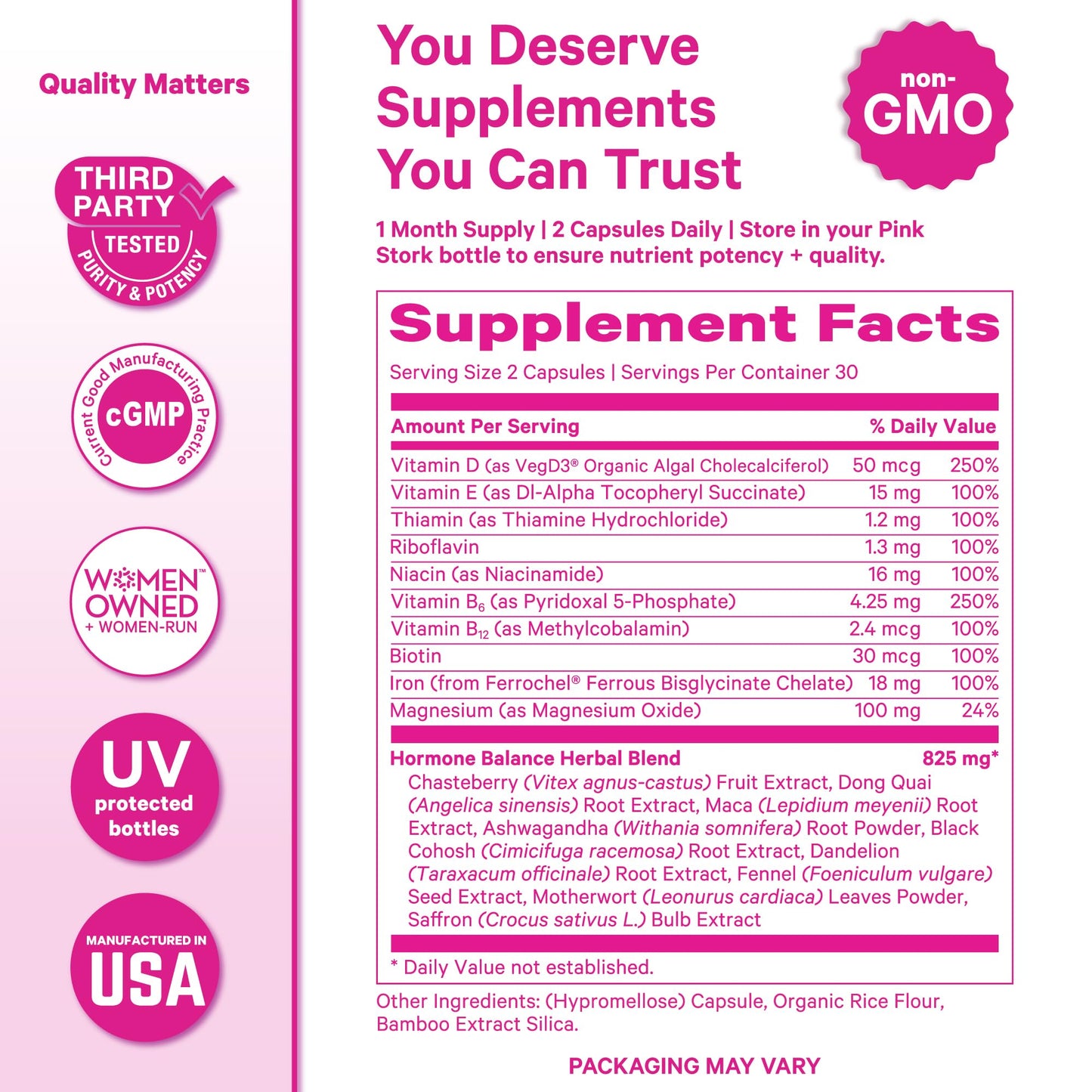 Pink Stork Hormone Balance Multivitamin for Women | 18-in-1 Vitex, Saffron, Ashwagandha, Magnesium | Mood, Energy, Cortisol, Adrenal Support | PMS, Perimenopause Support | 60 Vegan Capsules Pink StorkBuy Supplements Australia