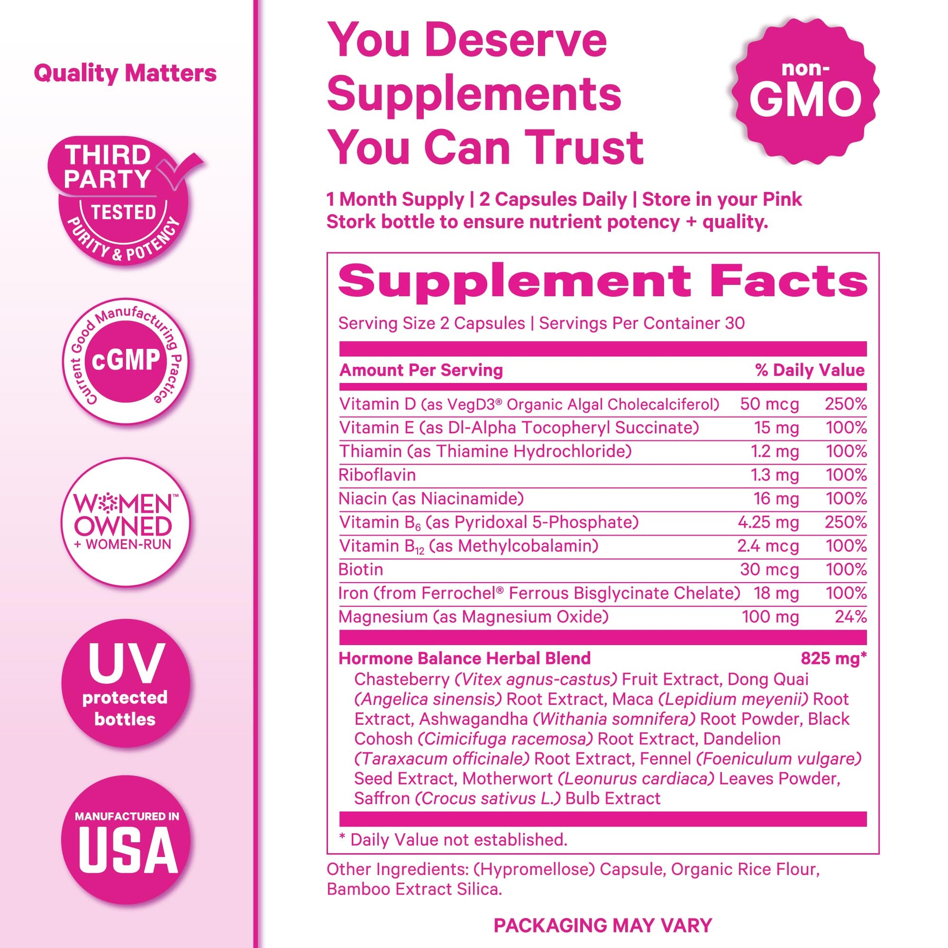 Pink Stork Hormone Balance Multivitamin for Women | 18-in-1 Vitex, Saffron, Ashwagandha, Magnesium | Mood, Energy, Cortisol, Adrenal Support | PMS, Perimenopause Support | 60 Vegan Capsules Pink StorkBuy Supplements Australia