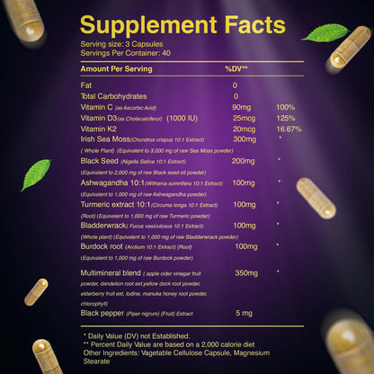 LetaGreen Ocean Wild Sea Moss Capsules - 120 Black Seed Oil Sea Moss Pills LetaGreenBuy Supplements Australia