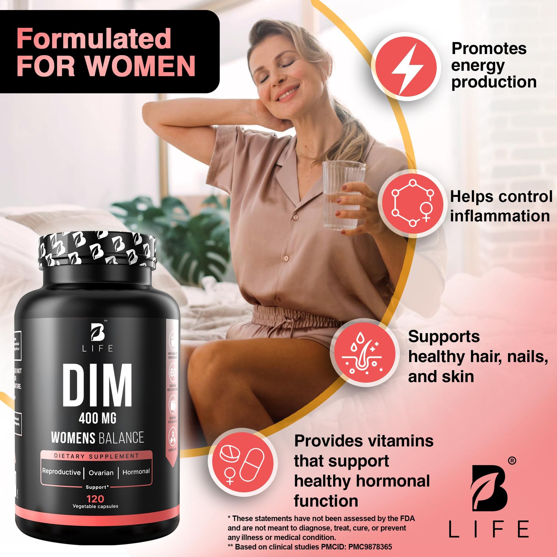 B Life Company DIM Supplement 400 mg with Myo & D-Chiro Inositol, Dong Quai – Hormone Balance for Women – Fertility Supplements – Inositol Supplement - 120 Caps B Life CompanyBuy Supplements Australia