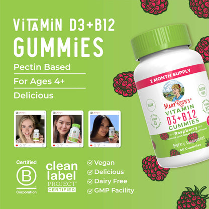 MaryRuth Organics Sugar Free | 2 Month Supply | Vitamin D & B12 Vitamin Supplements for Adults & Kids | Bone Health | Immune Support | Vegan | Non-GMO | 60 Servings MARYRUTH'SBuy Supplements Australia