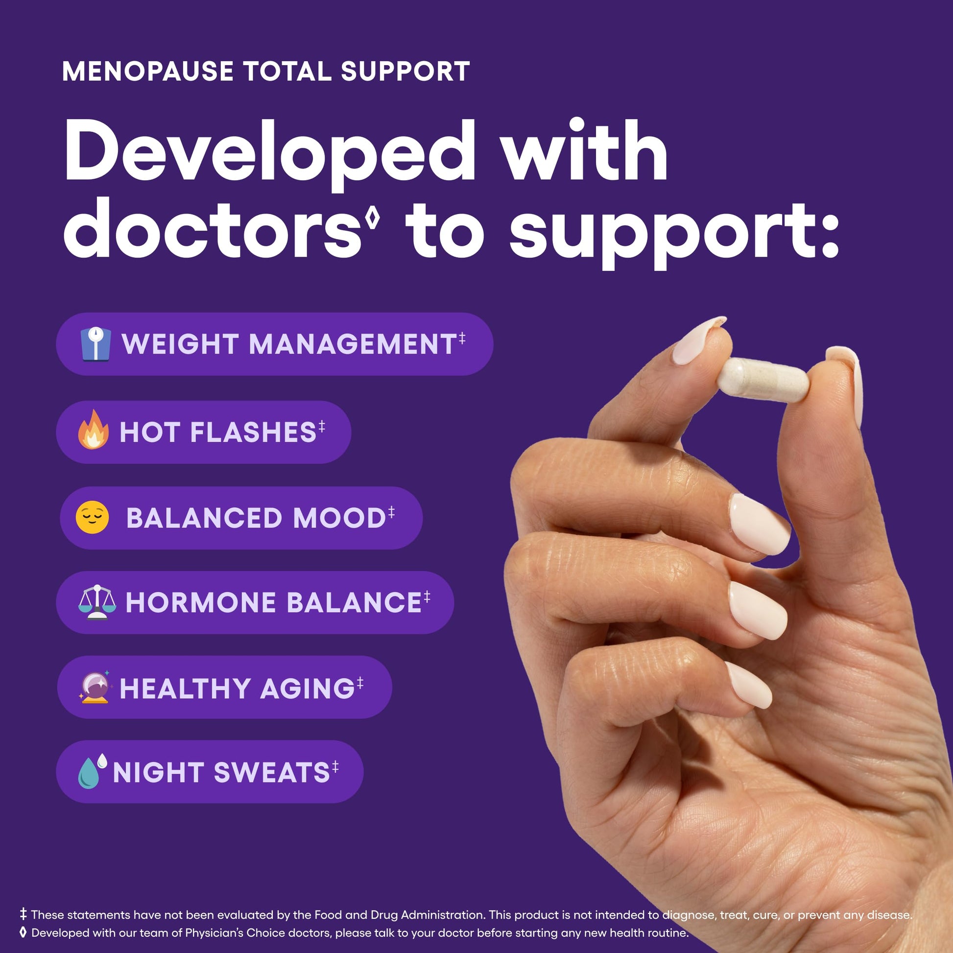 Physician's CHOICE Menopause Probiotic Supplement for Women - Supports Hormone Balance, Hot Flashes, Night Sweats, Weight Management, Bloating & Gut Health - with Black Cohosh, Resveratrol+ - 30ct Physician's CHOICEBuy Supplements Australia