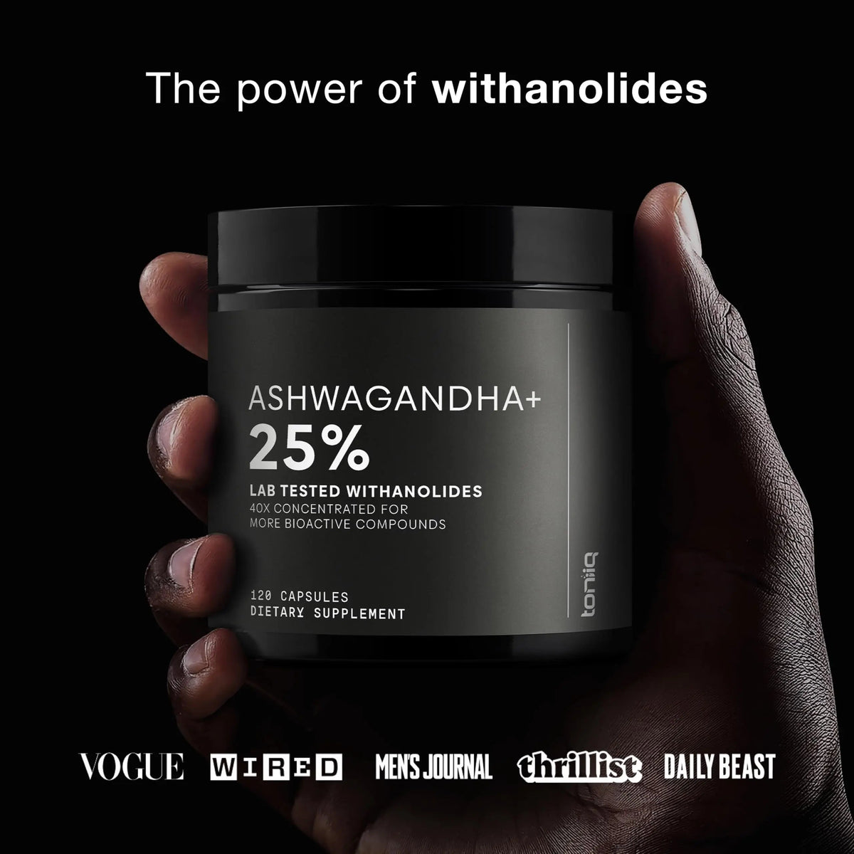 Toniiq Ashwagandha – 40:1 Concentrated Extract – 25% Withanolides – Wild Harvested in India – Highly Bioavailable with Black Pepper – Third-Party Tested – 120 Capsules - 1,300mg per Serving Toniiq buy supplements Au