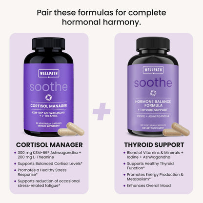 WellPath Soothe Cortisol Manager - Cortisol Supplements for Women with KSM-66® Ashwagandha & L-Theanine - Stress Support, Detox - 11-in-1 Complex, Vegan, Made in USA, Non-GMO, 60 Ct WellPathBuy Supplements Australia