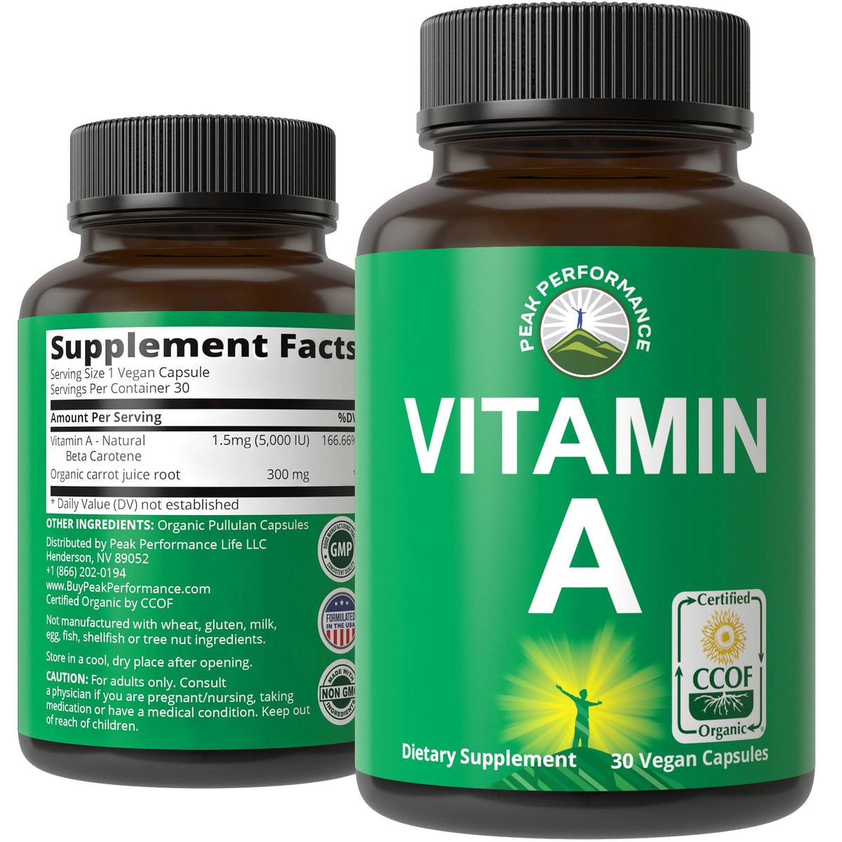 Certified Organic Vitamin A 5000 IU Supplement Capsules High Potency Vitamins. for Adults, Men, Women, Kids. Made with Carrot Juice. Great for Immune, Skin, Eye Support. Non GMO, Vegan Pills Peak PerformanceBuy Supplements Australia