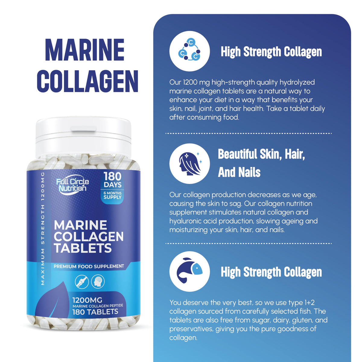 Marine Collagen Tablets 1200MG - 2400MG - 180 Days Supply GenericBuy Supplements Australia