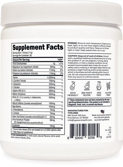Type Zero Amino Burn Vegan BCAAs + Pre-Workout (Pina Colada Flavored) Type ZeroBuy Supplements Australia