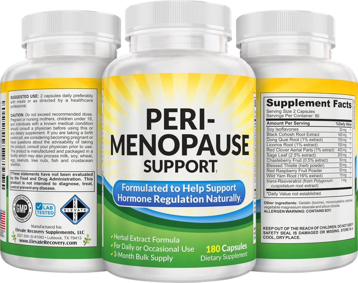 Perimenopause Support (3-Month) Supplement Blend | Women's Health & Hormone Support with 11 Herbs & Extracts | Female Hormonal Balance Supplements | 90-Day Bulk Supply | 180 Capsules Elevate Recovery SupplementsBuy Supplements Australia