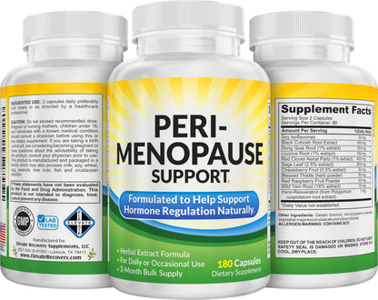 Perimenopause Support (3-Month) Supplement Blend | Women's Health & Hormone Support with 11 Herbs & Extracts | Female Hormonal Balance Supplements | 90-Day Bulk Supply | 180 Capsules Elevate Recovery SupplementsBuy Supplements Australia