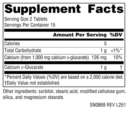 Source Naturals Calcium D-Glucarate, Cellular Detoxifier* 500mg - 30 Tablets Source NaturalsBuy Supplements Australia