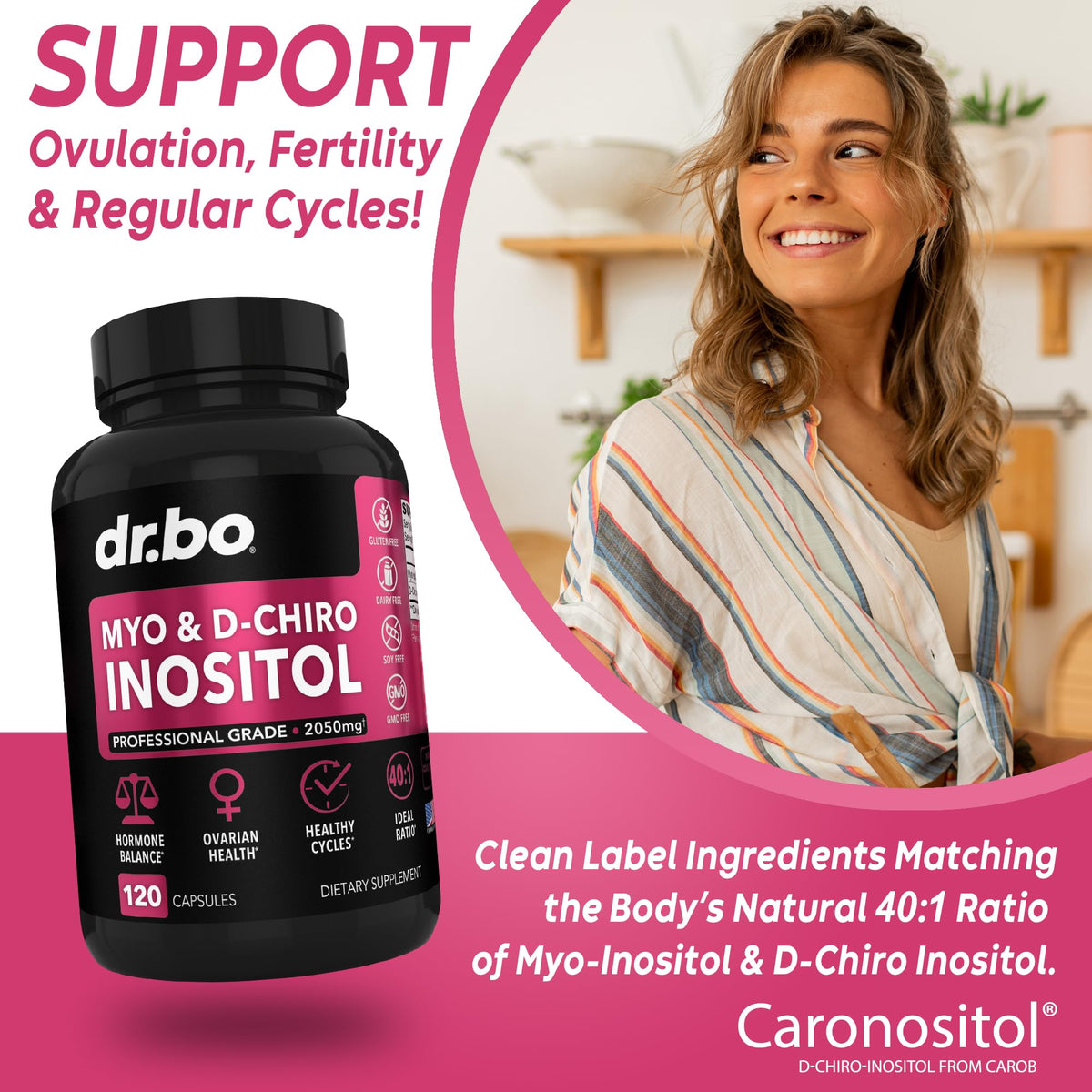 Myo-Inositol & D-Chiro Inositol Supplement Capsules - 40:1 Ratio Hormone Balance DR. BOBuy Supplements Australia