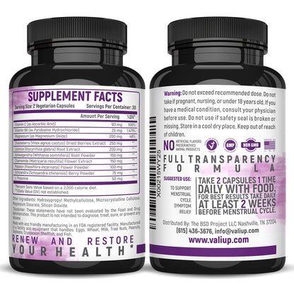 VALI Renew PMS Relief Supplement. Women’s Menstrual Cycle Support. Herbal Formula VALIBuy Supplements Australia