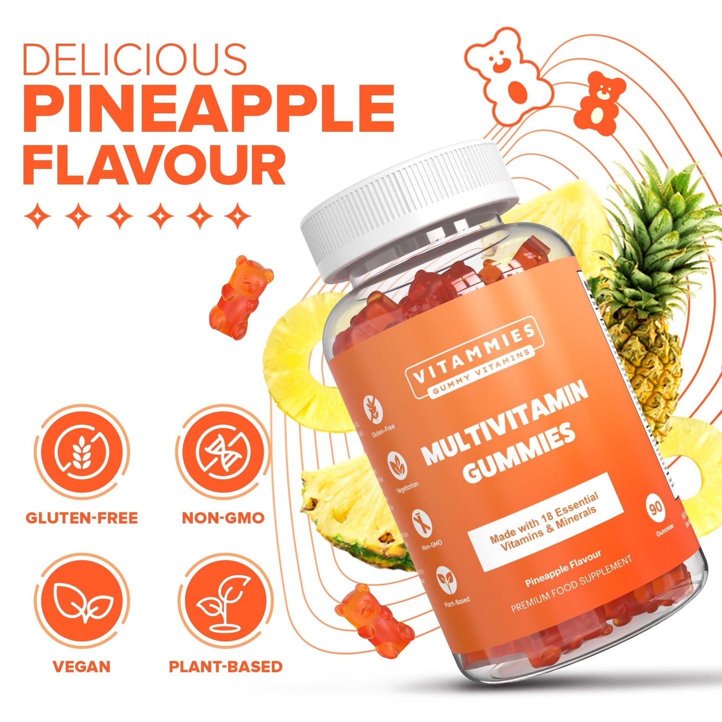 Multivitamin Gummies for Women & Men - 3 Months Supply - 18 Multivitamins & Minerals VitammiesBuy Supplements Australia