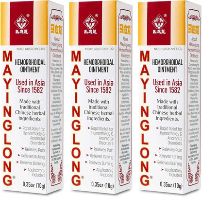 Mayinglong Musk Hemorrhoids Ointment (3 x 10g Tubes), 30g - Maximum Strength Formula for Hemorrhoidal Fast Relief, Soothes Itching, Burning & Discomfort - Fast-Acting Treatment to Shrink Swelling MayinglongBuy Supplements Australia