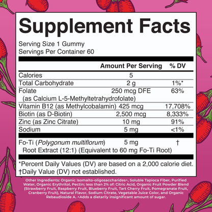 MaryRuth Organics Biotin Gummies | Sugar Free | Vegan | Non-GMO | 2,500 mcg Biotin Supplement | Hair Skin and Nails Vitamins | Hair Growth Vitamins | Hair Growth Supplement | 60 Count MARYRUTH'SBuy Supplements Australia