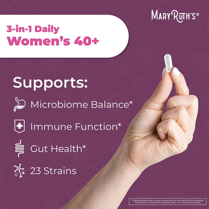 MaryRuth's 3-in-1 Daily Health 40+ Probiotics for Women | Hormonal & Menopause Support Supplement for Women | Gut Health Capsules | 50 Billion CFU | Allergen Free | 30 Ct MARYRUTH'SBuy Supplements Australia