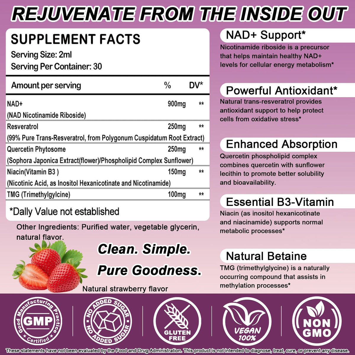 NAD+ Supplements for Men & Women, Extra Strength NMN Alternative Liposomal Nad⁺ Supplement with Resveratrol Quercetin for Cellular Energy & NAD+ Levels, Fast Absorption Liquid NAD Plus丨NON-GMO, 2Fl Oz WellVeraVidaBuy Supplements Australia