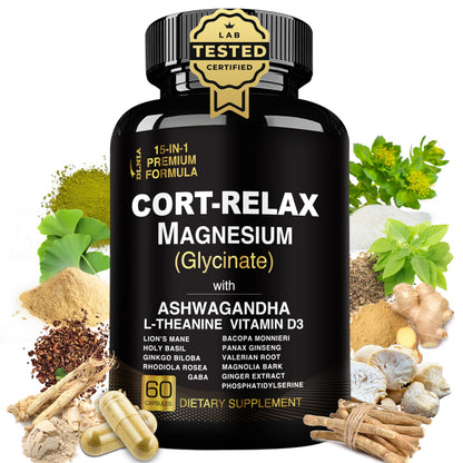 Super Calm Cortisol Supplements for Women & Men with Magnesium Glycinate, Ashwagandha, L-Theanine, Phosphatidylserine, Ginkgo & Lions Mane for Calm, Focus, Mental Clarity, Relaxation, Sleep, Energy DLNIABuy Supplements Australia