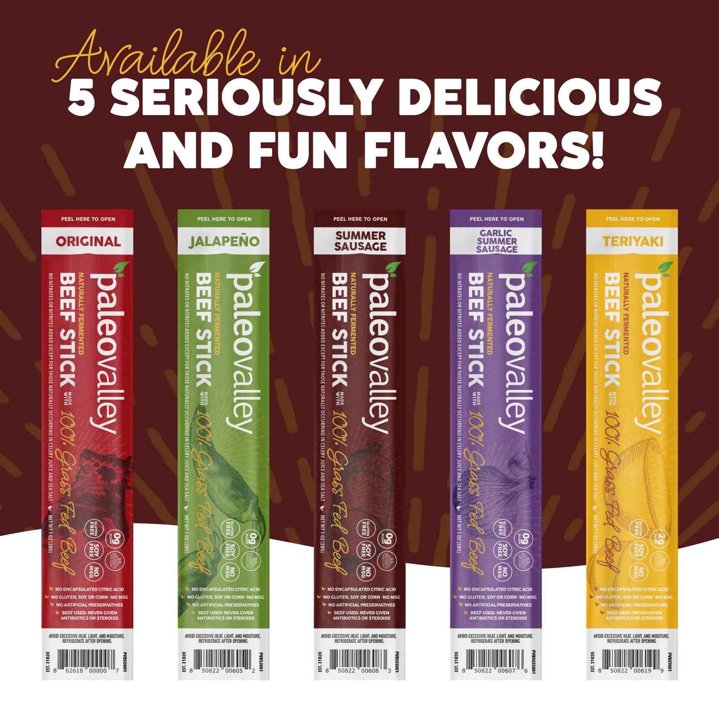 Paleovalley 100% Grass Fed Summer Sausage Beef Sticks - Delicious Gluten Free Beef Snack - High Protein Keto Friendly PaleovalleyBuy Supplements Australia