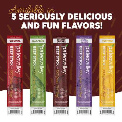 Paleovalley 100% Grass Fed Summer Sausage Beef Sticks - Delicious Gluten Free Beef Snack - High Protein Keto Friendly PaleovalleyBuy Supplements Australia