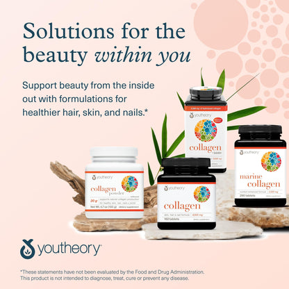 Youtheory Collagen + Biotin - Advanced Collagen Supplement - with Hydrolyzed Peptides, Vitamin C & Vitamin B - Supports Hair Growth, Nail Health & Skin - 390 Tablets Youtheory buy supplements Au