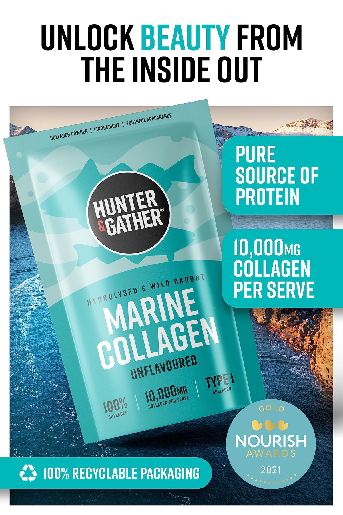 Hunter & Gather Marine Collagen Powder 300g | Pure Unflavoured Premium Hydrolysed Wild Caught Marine Collagen Hunter & GatherBuy Supplements Australia