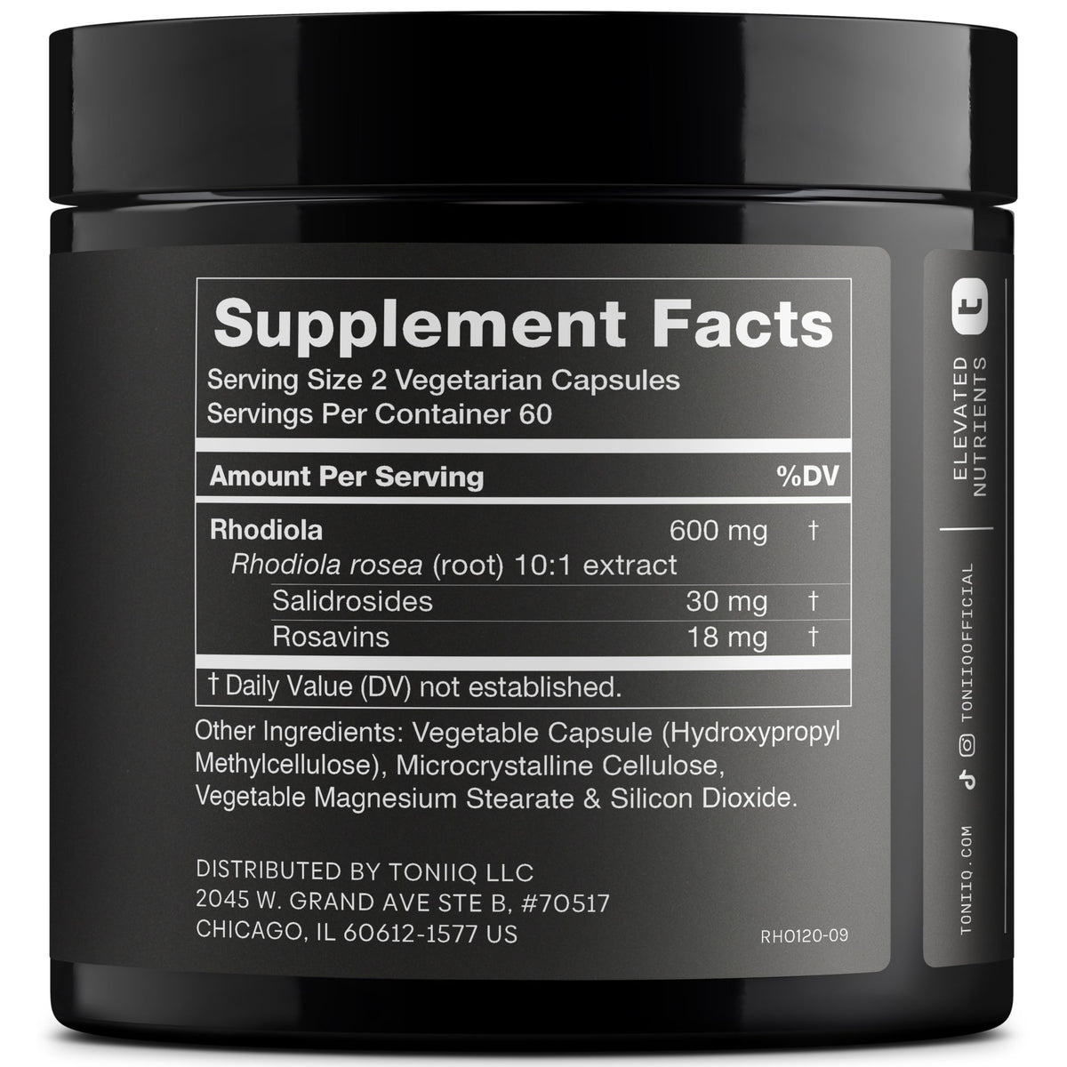 Toniiq Triple-Strength 600mg Rhodiola Rosea - 120 Capsules - 5% Salidroside Concentrated Extract - Highly Purified and Bioavailable Toniiq buy supplements Au