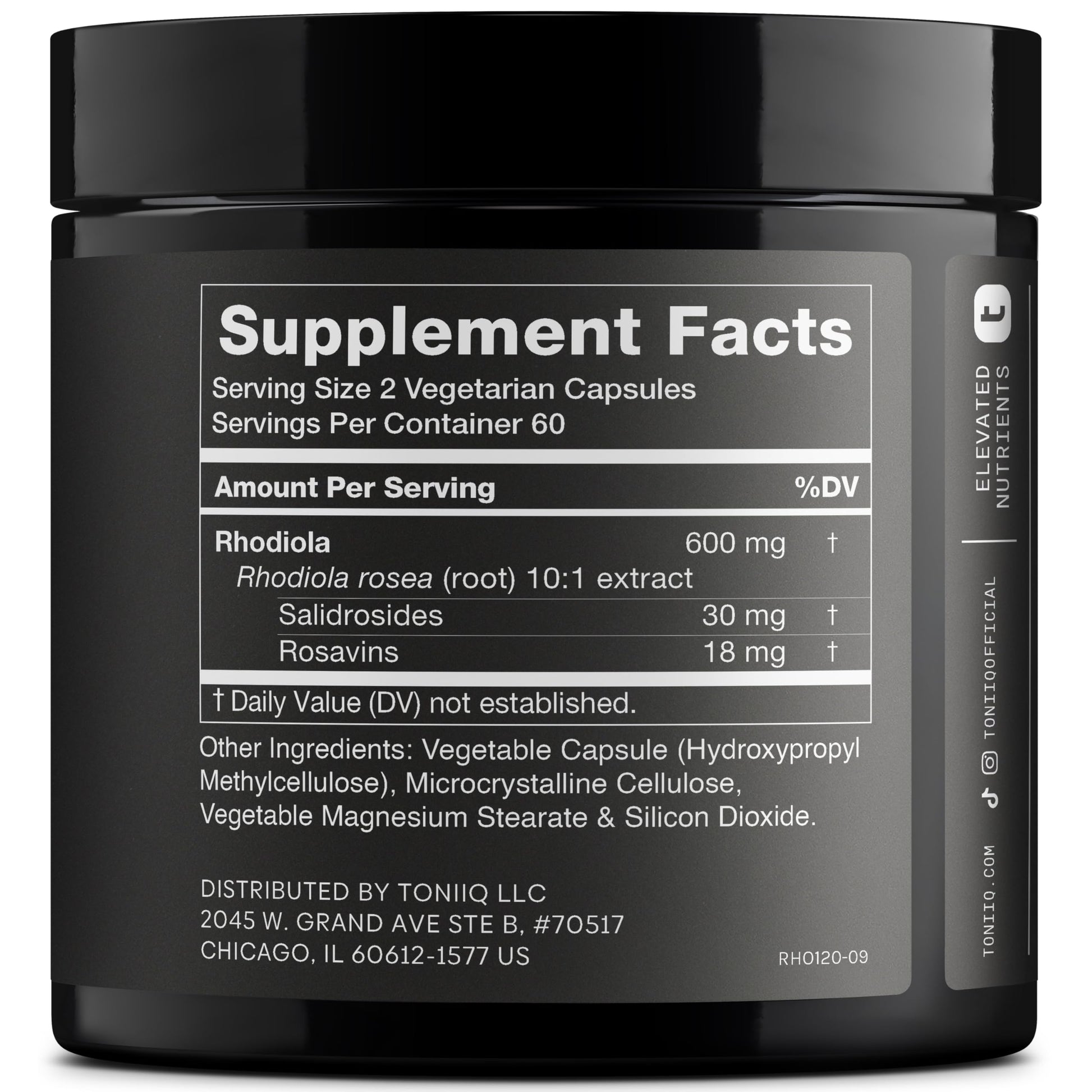 Toniiq Triple-Strength 600mg Rhodiola Rosea - 120 Capsules - 5% Salidroside Concentrated Extract - Highly Purified and Bioavailable Toniiq buy supplements Au