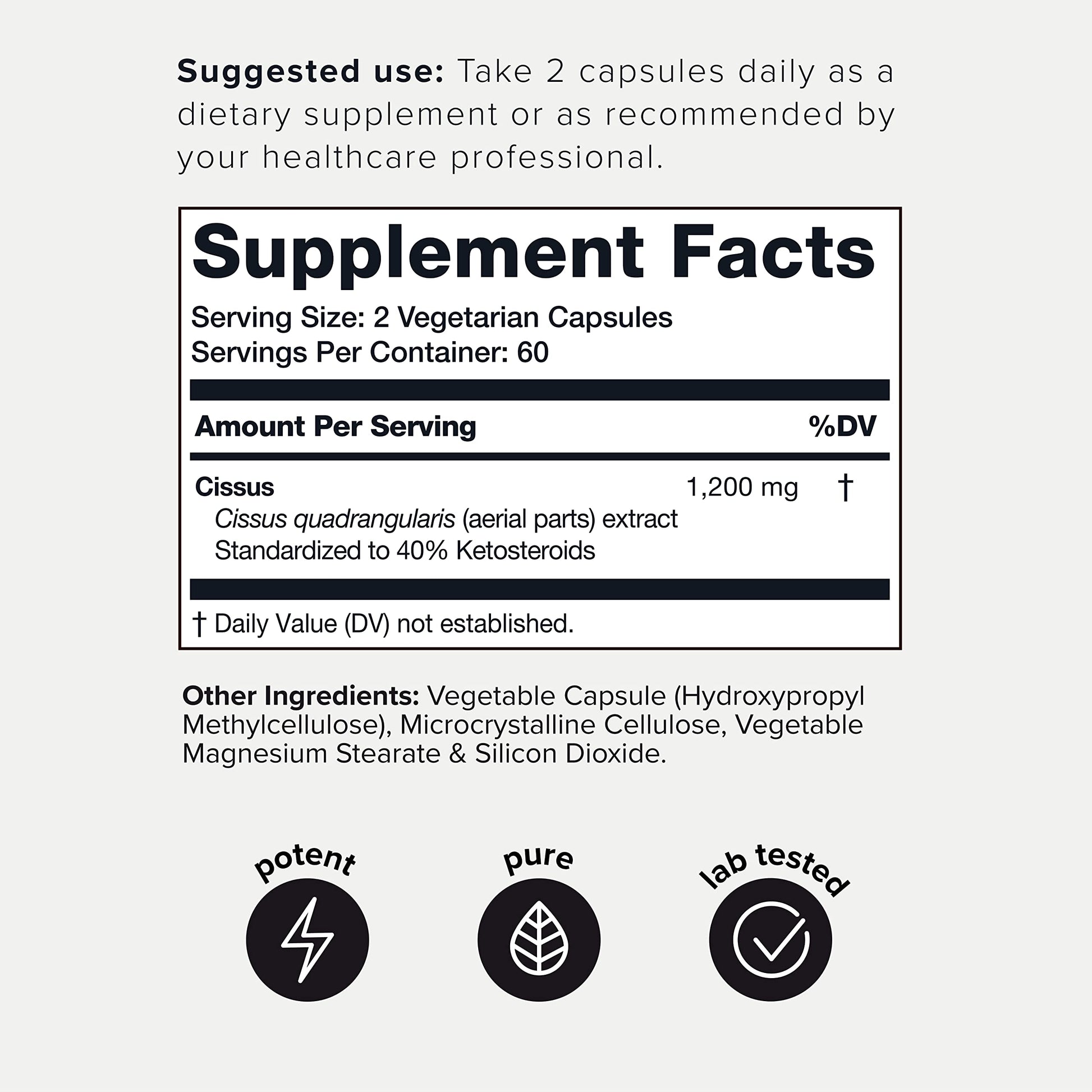 Toniiq Cissus Quadrangularis Capsules - Min. 40% Ketosteroids - Ultra High Strength Tendon and Joint Support Supplement - 1200mg Concentrated Cissus Extract - Wild Harvested in India - 120 Caps Toniiq buy supplements Au