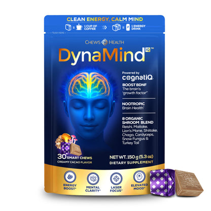 DynaMind iQ Brain Supplement for Memory and Focus for Adults - Nootropic Chews | Coffee Fruit & Mushroom Supplement Blend, Memory Focus Supplement, Caffeine Focus Pills Alternative, 30 Count CHEWSHEALTHBuy Supplements Australia