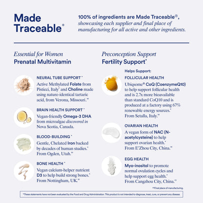 Ritual Preconception Bundle: Essential for Women Prenatal Multivitamin and Lemony Fertility Support Drink Mix Supplement with NAC, CoQ10, and Myo-Inositol. Vegan and Formulated to Support Her.* RitualBuy Supplements Australia