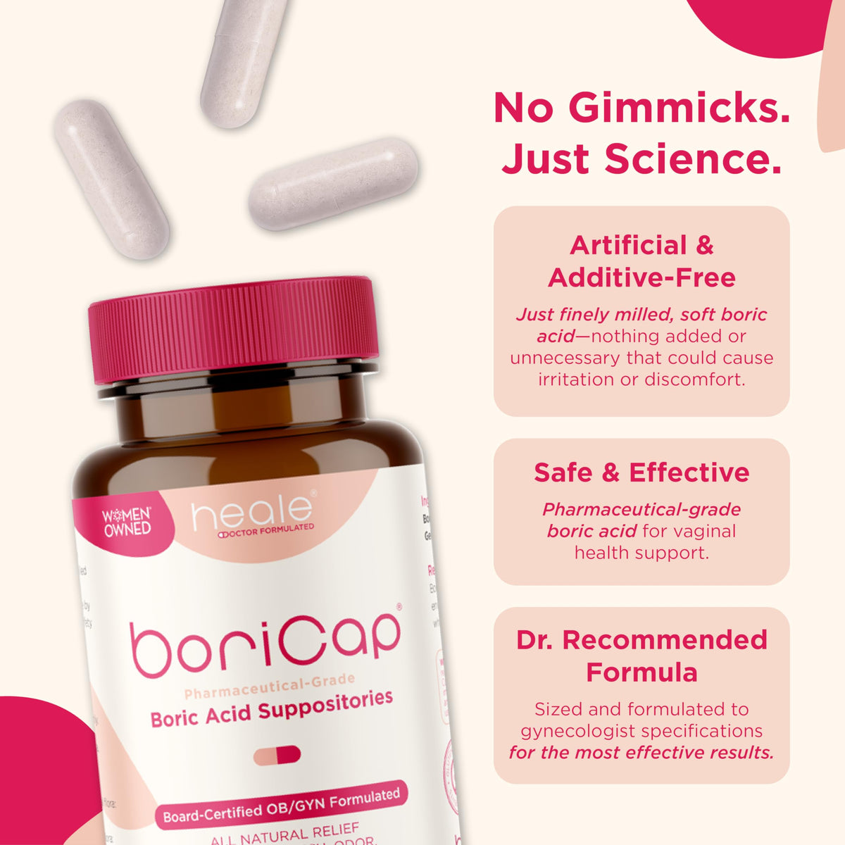 BoriCap - Boric Acid Suppositories for Women - 600 mg - Vaginal Health & Balance, Itch & Odor - Natural Relief - Feminine Care - Feminine Hygiene Products - Made in USA by Heale - 30 Capsules BoriCapBuy Supplements Australia