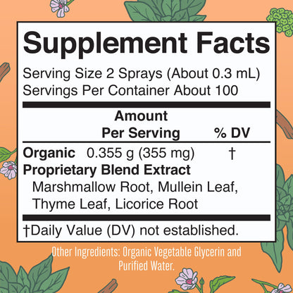MaryRuth Organics USDA Organic Throat Spray with Mullein Leaf | Marshmallow Root & Licorice Root & Thyme Leaf | 4 Herbal Blend | Non-GMO | Vegan | Gluten Free | 1 Fl Oz | Up to 100 Servings MARYRUTH'SBuy Supplements Australia