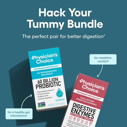 Physician's CHOICE Advanced Gut Health Bundle: 60 Billion Probiotics 30ct + Digestive Enzymes 60ct for Digestive, Gut, and Immune Health Supports Occasional Constipation, Diarrhea, Gas, and Bloating Physician's CHOICEBuy Supplements Australia