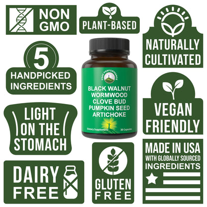 Wormwood Black Walnut Clove Cleanse for Humans. Elimination Detox + Intestinal Support Capsules Supplement for Adults and Kids. Pills with Artichoke and Pumpkin Seed for Additional Benefits Peak PerformanceBuy Supplements Australia