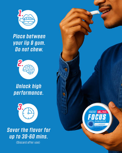 GRINDS Focus Pouches - Naturally Flavored with Nootropic Ingredients - Contains Alpha GPC and L-Theanine - Nicotine-Free, Sugar-Free - 3 Pack, 18 Pouches Per Can - Blue Raspberry GRINDSBuy Supplements Australia