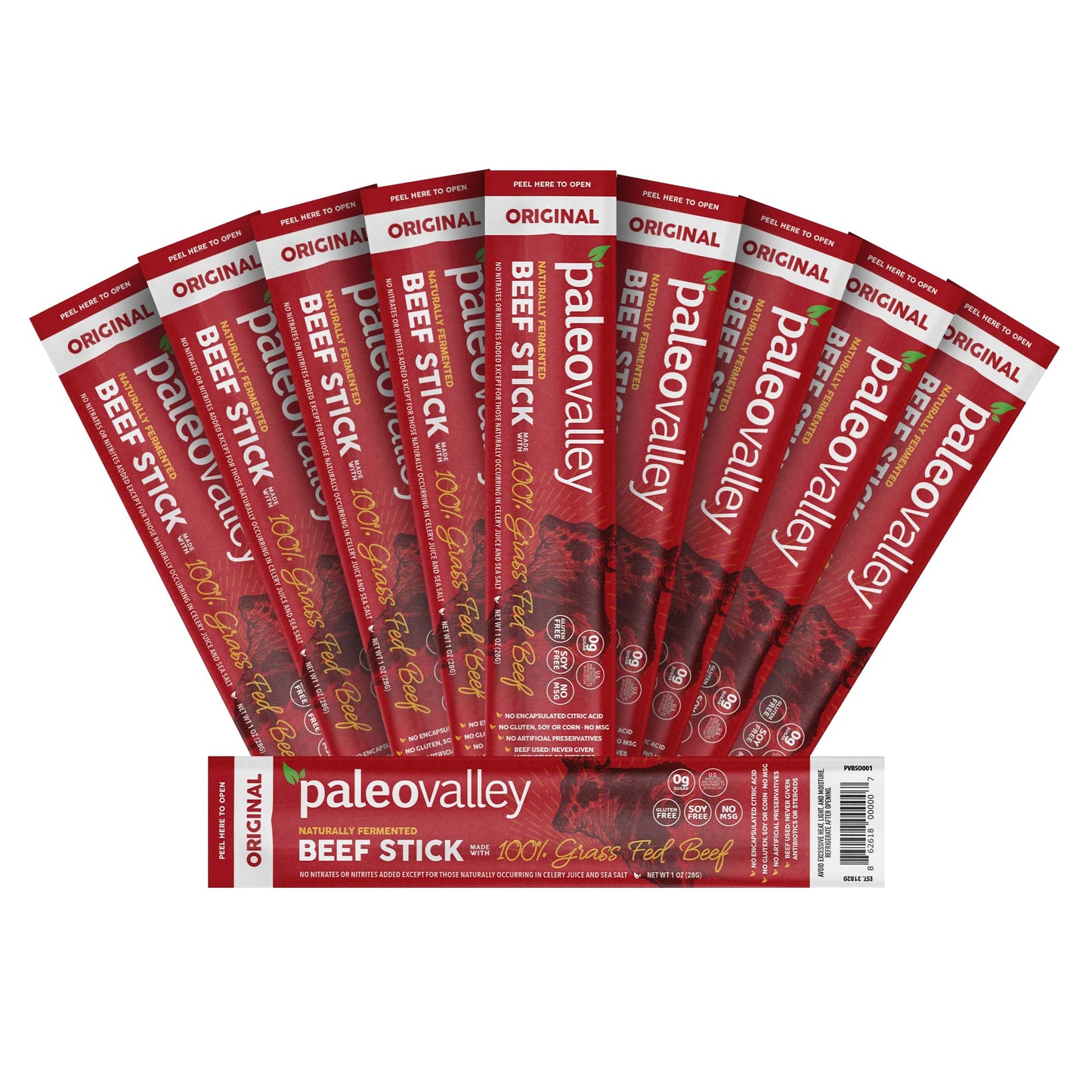 Paleovalley 100% Grass Fed Original Beef Sticks - Delicious Gluten Free Beef Snack - High Protein Keto Friendly PaleovalleyBuy Supplements Australia