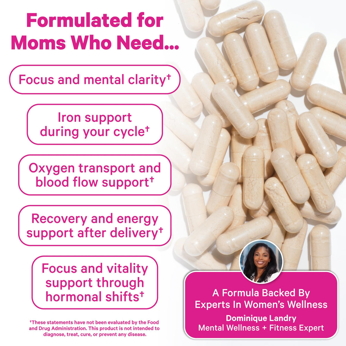 Pink Stork Iron for Women – 18 mg Non-Constipating Iron Bisglycinate + Vitamin C for Optimal Absorption – Energy, Focus, & Oxygen Supply – PMS, Pregnancy, Postpartum & Perimenopause - 60 Capsules Pink StorkBuy Supplements Australia