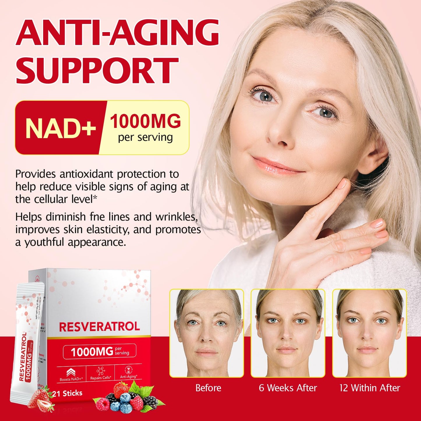 KITNOBLIS NAD+ Supplement for Women 1000mg - High Potency Cellular Energy Booster with PQQ, Resveratrol - Health, Anti-Aging Support （21pcs） KITNOBLISBuy Supplements Australia