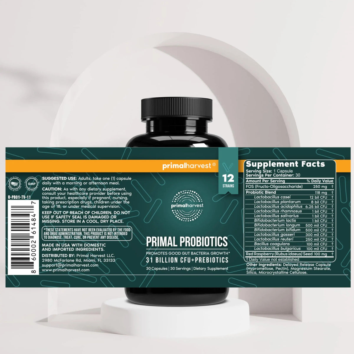 Primal Harvest Probiotics for Women and Men Shelf-Stable with Prebiotics Daily Supplement for Adults 60 Capsules (2 Pack) Primal Harvest buy supplements Au