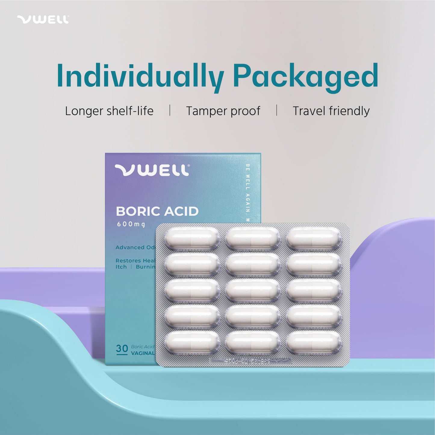 VWELL Boric Acid Vaginal Suppositories - Homeopathic Solution Maintains and Balances Healthy Vaginal pH & Microbiome Intimacy - Doctors Recommended (One Size, 30, Count) VWELLBuy Supplements Australia