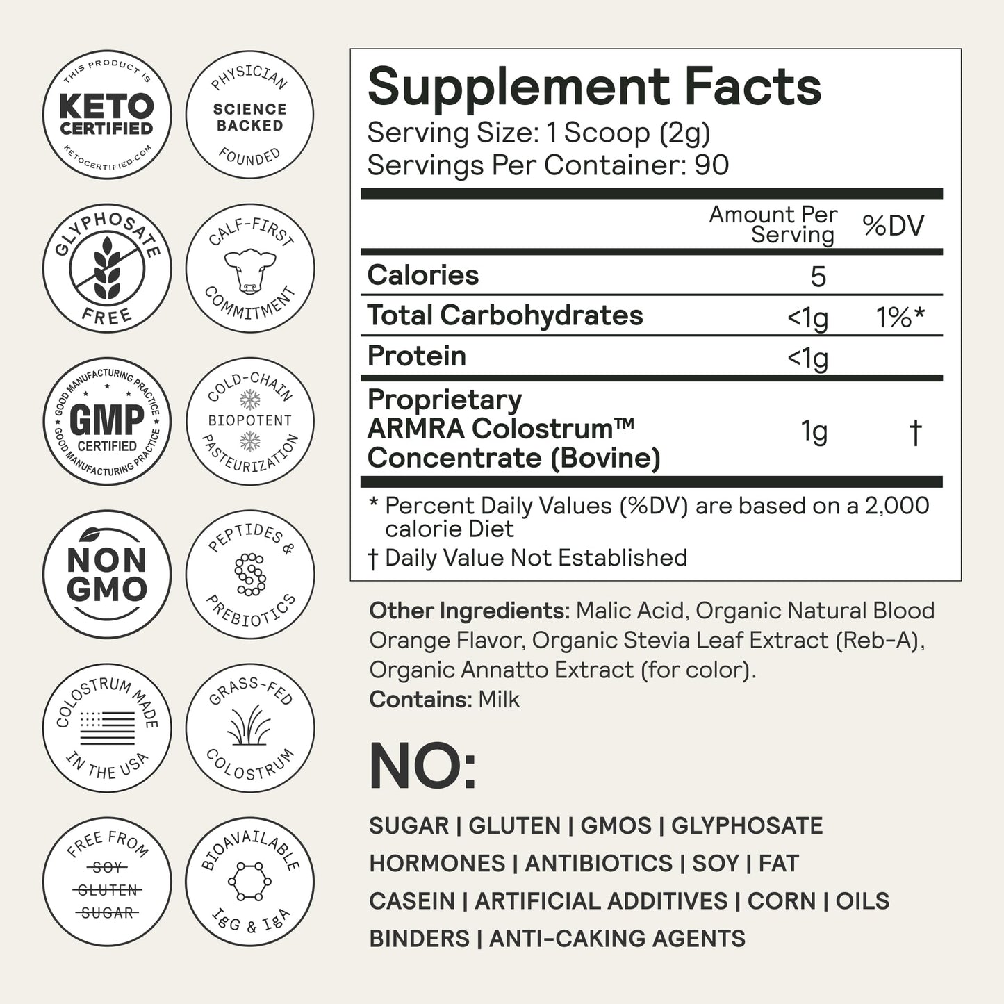 ARMRA Colostrum Powder | Blood Orange | Gut Health & Bloating | Skin & Hair | Immunity | Keto, Gluten & Fat-Free | 90 Servings ARMRABuy Supplements Australia