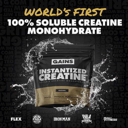 Gains in Bulk Instantized Creatine Monohydrate for Women and Men, Soluble Creatine Powder, Supports Muscle Building, Strength and Performance, Bodybuilding Supplements, Unflavored, 30 Servings GAINS IN BULK GAINSINBULK.COMBuy Supplements Australia